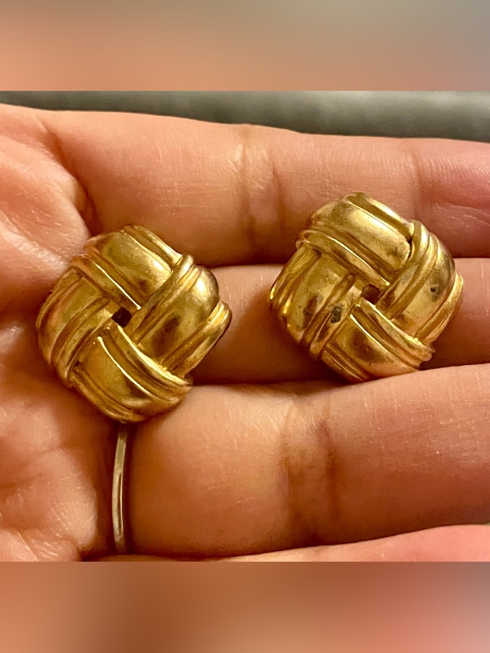 Vintage Woven Dome Earrings in Gold-Tone